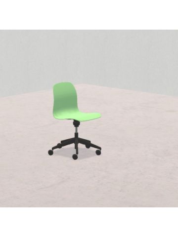 SEDIA PIOPPO Hda 38 a 46cm, struttura nera con ruote, scocca verde chiaro SD.GIRO.5r.VC