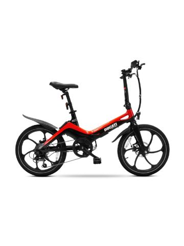 DUCATI MG20 (DU-BI-210003) FOLDING CITY E-BIKE (NERO/ROSSO) - BICICLETTA ELETTRICA - RUOTE 20""X2.125"" - MOTORE 250W 36V- BATTERIA  SAMSUNG 36V 10.5AH - DISPLAY LCD - TELAIO IN LEGA DI MAGNESIO- SUPERLEGGERA  - AUTONOMIA FINO AD 70KM