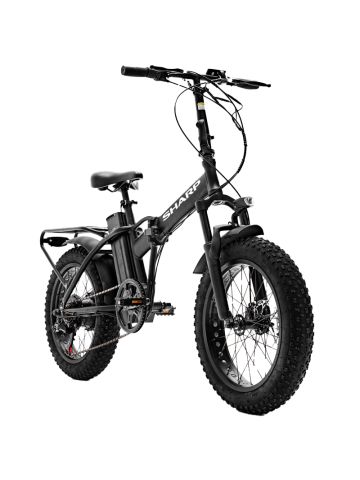 SHARP BASEL (BK-FM02E-B) FOLDABLE FAT E-BIKE (BLACK) - BICICLETTA ELETTRICA - RUOTE 20""X4"" - MOTORE 250W 36V - BATTERIA 36V 13AH CERTIFICATA - TELAIO IN ALLUMINIO - AUTONOMIA FINO AD 50KM - FORCELLA AMMORTIZZATA