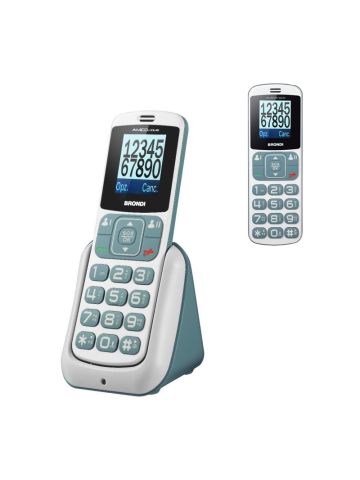 BRONDI AMICO HOME (BIANCO/GRIGIO) - TELEFONO CELLULARE PER ANZIANI - TASTO SOS - TORCIA - CONTROLLO REMOTO - ANNUNCIO VOCALE - BASE DI RICARICA